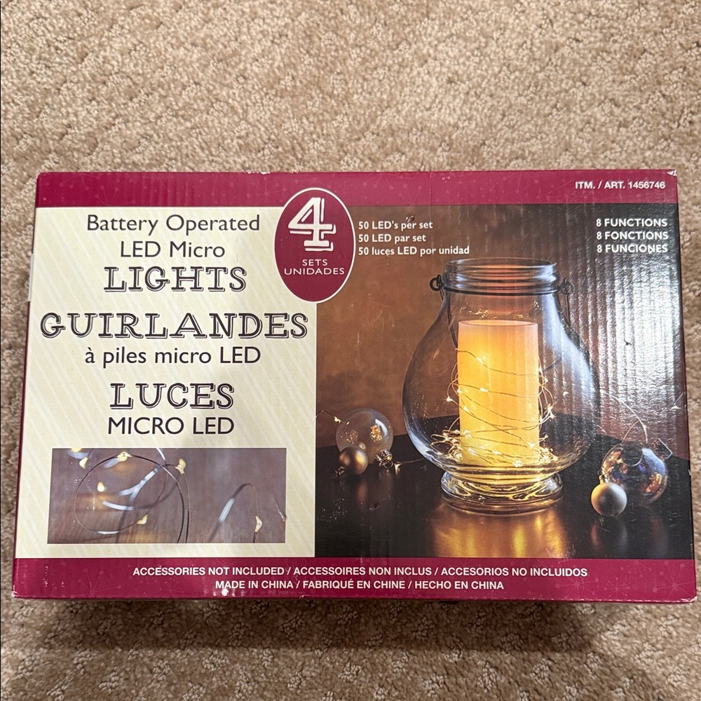 New. Unopened box. LED Micro Light Strings with Timer battery powered